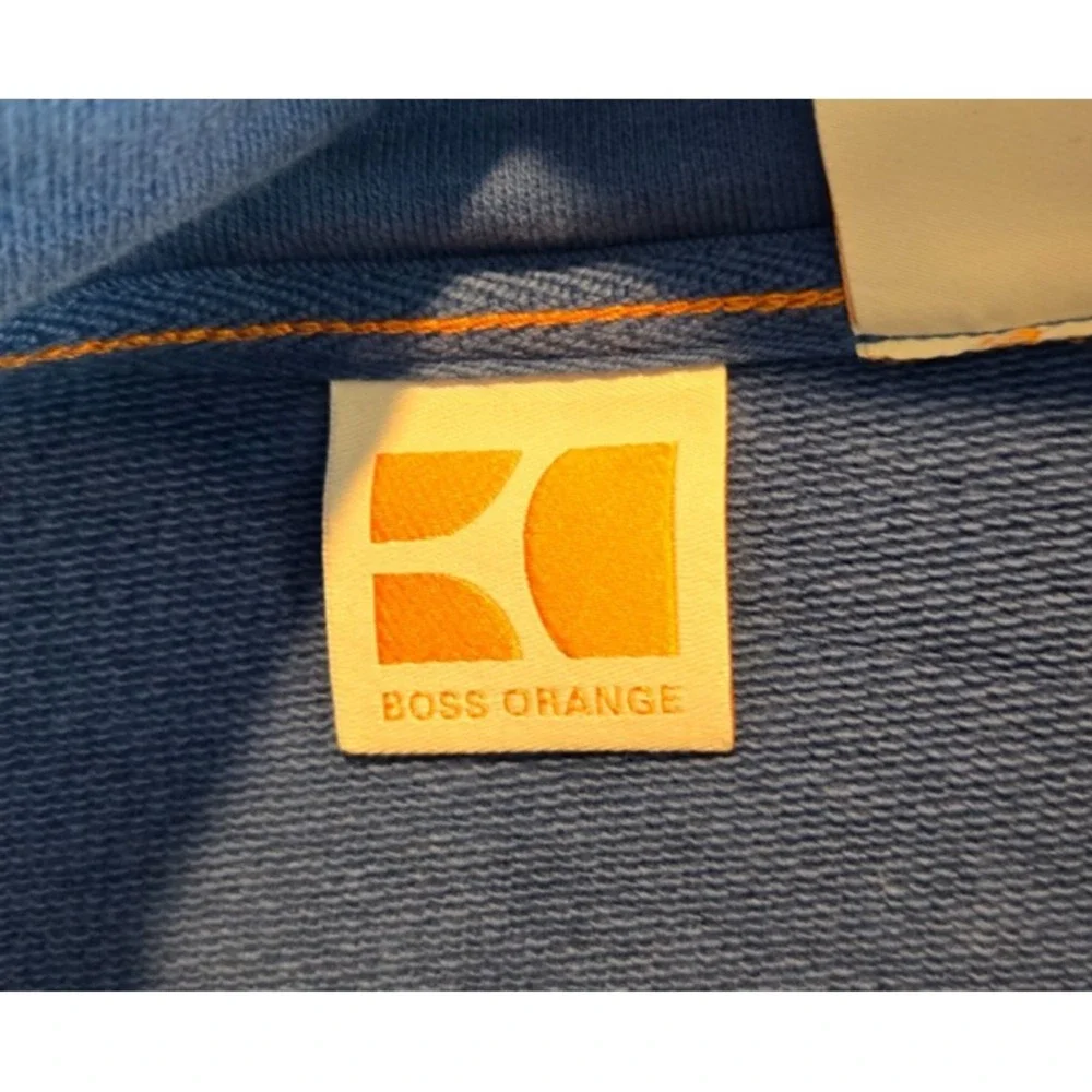 Hugo Boss Orange Tag Sweater Mens L Blue Quarter Zip Mock Neck Pullover Peruvian